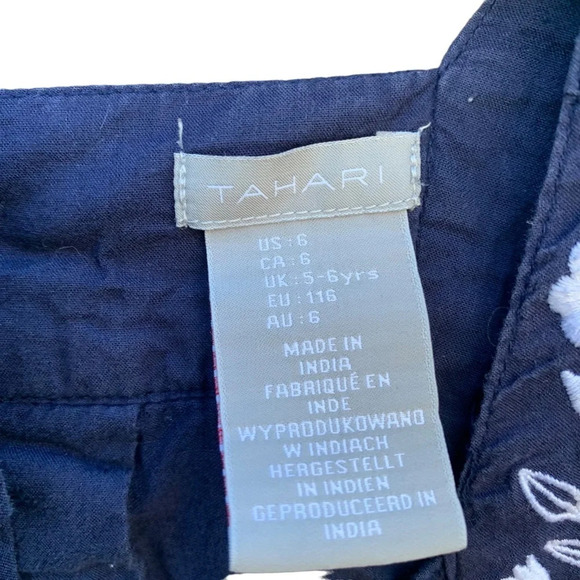 TAHARI girls size 6 navy blue with white embroidery on bottom - Picture 3 of 3